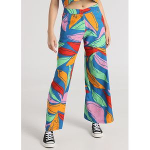 Lois Jeansvoor vrouwen. 207932681 Veelkleurige broek met bladprint van olifantenvoet (26), Casual, Viscose