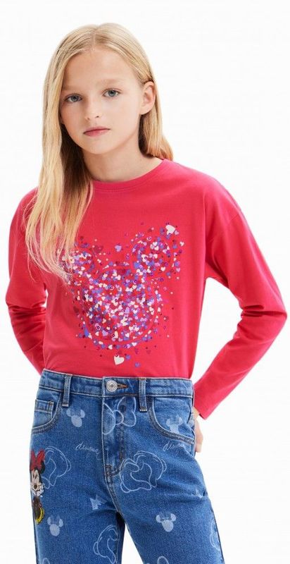 Desigual - 23WGTK16 Laurie Disney - T-shirt - Rood - Lange Mouwen - Kinderkleding