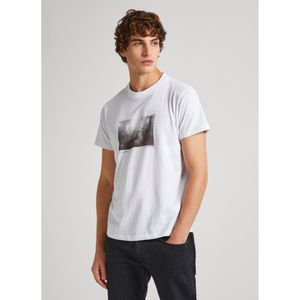 Pepe Jeansvoor mannen. PM509221 Clark T-shirt wit (XXL), Casual, Katoen, Korte mouwen