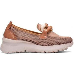 Hispanitasvoor vrouwen. HV232613 Bruine Polynesische lederen mocassins - Randhoogte 4,5cm (41), Leer, 3 tot 5 cm, Geen, Casual