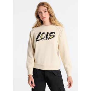 Lois Jeansvoor vrouwen. 464602588 Sweater zonder capuchon met beige raglanmouwen (XS), Casual, Katoen, Lange mouwen