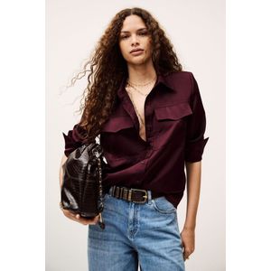 BA&SHvoor vrouwen. 1H25CANO Canoli kastanjebruin overhemd (34), Casual, Granaatappel, Polyester, Lange mouwen