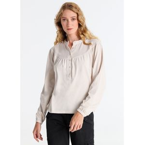 Lois Jeansvoor vrouwen. 422762546 Beige blouse met knopen en juk (XS), Casual, Katoen, Lange mouwen