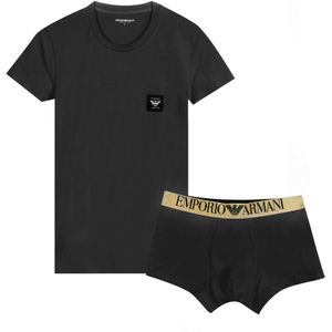 Emporio Armanivoor mannen. 111604_4F595 Zwart T-shirt en boxerset (S), Homewear, Katoen