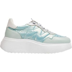 Wondersvoor vrouwen. A-3602_5457_11601 Berlijn Leren Sneakers Blauw (37), Leer, 3 tot 5 cm, Veters, Casual