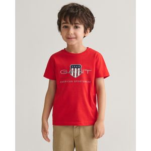 Gantunisex voor kinderen. 805182 Archief Shield T-shirt rood (7/8años= 122/128cm), Casual, Korte mouwen, Biologisch katoen, Duurzaam, kinder