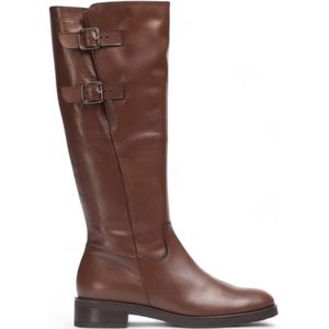 Wondersvoor vrouwen. C-5419_5121_8864 Bruine dubbele leren laarzen (38), Leer, 3 tot 5 cm, Ritssluiting, Casual