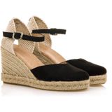 Mustang - Louisa - Sandalen - Zwart - Stof - Hakhoogte 5 tot 8 cm - Gesp - Casual