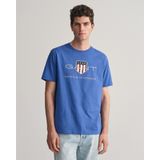 Gantvoor mannen. 2003199 Archief Shield T-shirt blauw (3XL), Casual, Katoen, Korte mouwen