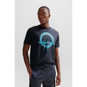 BOSSvoor mannen. 50506372 T-shirt marine seizoen (4XL), Casual, Katoen, Korte mouwen, Marineblauw