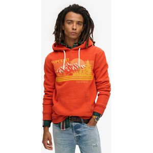 Superdryvoor mannen. M2013703A Outdoor Sweatshirt met grafische streep oranje (M), Casual, Katoen, Duurzaam