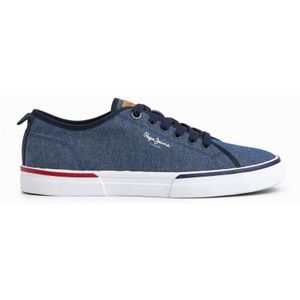 Pepe Jeans - Kenton Smart - Gympen - Blauw - Stof - Vetersluiting - Plat