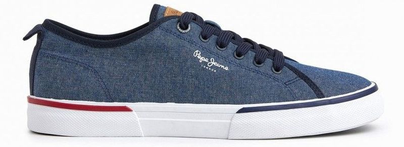 Pepe Jeans - Kenton Smart - Gympen - Blauw - Stof - Vetersluiting - Plat