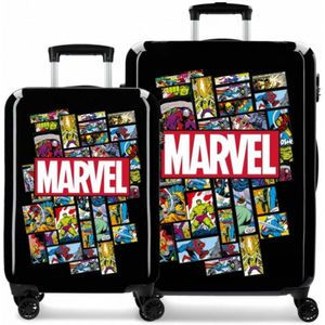 Disneyvoor meisjes. 3681962 Marvel stripboek koffer set 55-68cm zwart (OSFA), Casual, ABS/polycarbonaat, kinderkleding