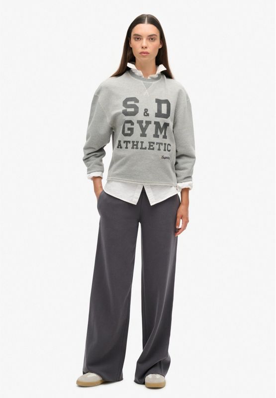 Superdryvoor vrouwen. W7010931A Rechte joggerbroek met grijs gewassen effect (40), Casual, Sportief, Katoen
