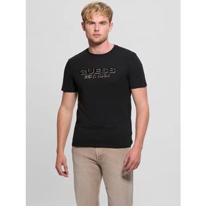 Guessvoor mannen. M5RI50K9RM1 Fluwelen Logo T-shirt zwart (S), Casual, Katoen, Korte mouwen