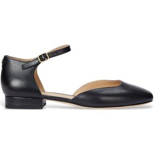 Lauren Ralph Laurenvoor vrouwen. 802961793001 Emellie Leren Sandalen zwart (40), Leer, Plat, 1 tot 3 cm, Gesp, Casual, Feest, Klassiek