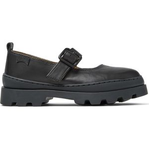 Campervoor meisjes. K800641-001 Peil Brutus schoenen zwart (35), Leer, Plat, Gesp, Casual, kinderkleding