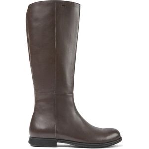 Campervoor vrouwen. K400451-003 Mil bruine leren laarzen (36), Leer, 1 tot 3 cm, Ritssluiting, Casual