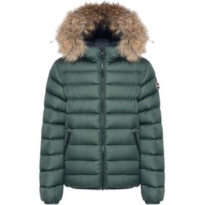 Colmarvoor vrouwen/meisjes. 3497D Vederjas met capuchon van groen bont (12años= 154cm), Casual, Nylon, kinderkleding