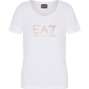 EA7voor vrouwen. 8NTT67_TJDQZ Evolution Groot Logo T-shirt wit (XXL), Casual, Katoen, Korte mouwen