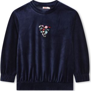 Billieblushvoor meisjes. U20469 Navy fluwelen sweatshirt (6años= 114/119cm), Casual, Polyester, Marineblauw, kinderkleding