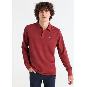 Lois Jeansvoor mannen. 130333830 Basic polo met lange mouwen van piquéstof met rood logo (S), Casual, Katoen