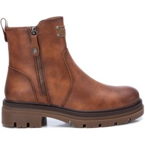 Refreshvoor vrouwen. 17100202-CAMEL Enkellaarsjes 171002 bruin (40), Plat, 1 tot 3 cm, Ritssluiting, Casual, Imitatieleer