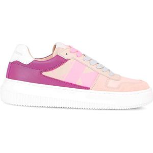 Calvin Klein Jeansvoor vrouwen. YW0YW01046 Hoge Cupsole Leren Sneakers wit roze (39), Leer, 3 tot 5 cm, Veters, Casual