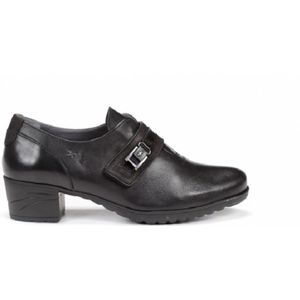 Fluchosvoor vrouwen. F0587_SUNG_NENN Charis F0587 Suiker zwart lederen schoenen -Hoogte hak: 4cm (35), Leer, 3 tot 5 cm, Klittenband, Casual