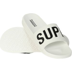 Superdryvoor mannen. MF310256A Teenslippers Core Vegan Zwembadglijbaan wit (46/47), Plat, Geen, Casual, Strandkleding