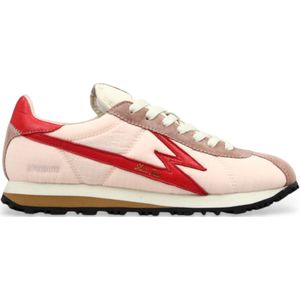 MOA Conceptvoor vrouwen. FL089 Roze Flash Leren Sneakers (36), Leer, Plat, Veters, Casual