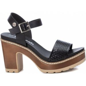 Refreshvoor vrouwen. 17077707-NEGRO Sandalen 170777 zwart -Helphoogte: 10cm (37), Stof, 8 tot 10 cm, Gesp, Casual