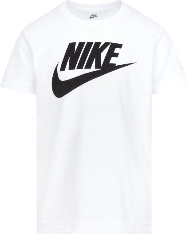 Nikeunisex voor kinderen. 86J575 Futura overhemd wit (5años= 104/110cm), Casual, Sportief, Katoen, Meerdere sporten, Korte mouwen, kinderkle