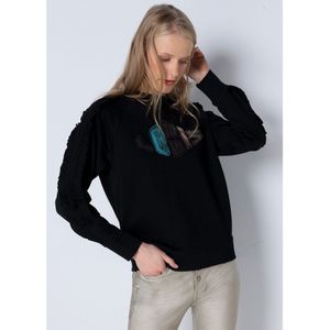 Lois Jeansvoor vrouwen. 464422390 Groen sweatshirt met ruches (XS), Casual, Katoen, Lange mouwen
