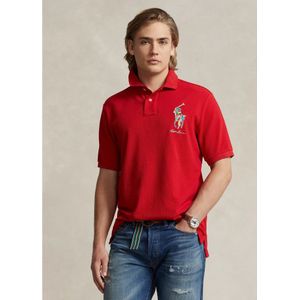 Polo Ralph Laurenvoor mannen. 710926413001 Klassiek piqué poloshirt met rood logo (S), Casual, Katoen, Korte mouwen