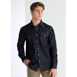 Lois Jeansvoor mannen. 144963945 Denim overhemd met lange mouwen in navy rinse stof (S), Casual, Katoen, Marineblauw