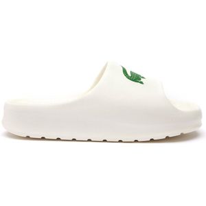 Lacostevoor vrouwen. 46CFA0028_1Y5 Slippers Serve Slide 2.0 wit (35.5), Plat, Geen, Strandkleding