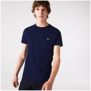 Lacostevoor mannen. TH6709_166 Navy Pima katoen T-shirt (S), Casual, Korte mouwen, Marineblauw