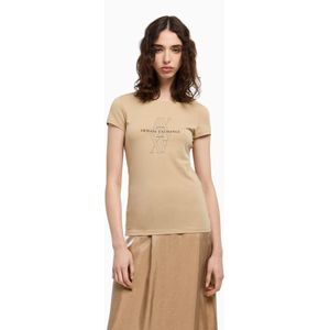 Armani Exchange Women's Arte Sella, geborduurd en bedrukt logo, slim fit, bruin, L, Incense., L