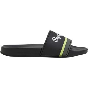 Pepe Jeansvoor mannen. PMS70123 Slider slippers zwart (46), Plat, Geen, Casual, Strandkleding