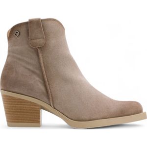 Porronetvoor vrouwen. 4653-036 Hebe taupe leren enkellaarsjes (38), Leer, 5 tot 8 cm, Ritssluiting, Casual