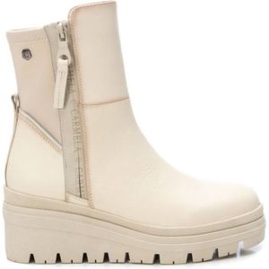 Carmelavoor vrouwen. 16092402-HIELO Leren enkellaarsjes 160924 beige (35), Leer, 5 tot 8 cm, Ritssluiting, Casual