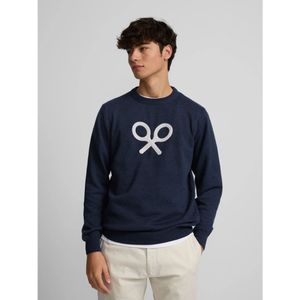 Silbonvoor mannen. 131915 Trui met racketvoorkant marine (S), Casual, Katoen, Marineblauw