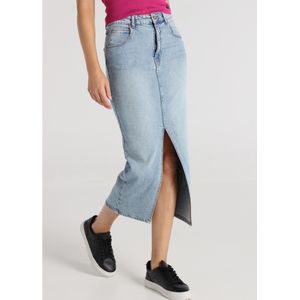 Lois Jeansvoor vrouwen. 411572643 Lange blauwe denim rok met opening aan de voorkant (26), Casual, Katoen