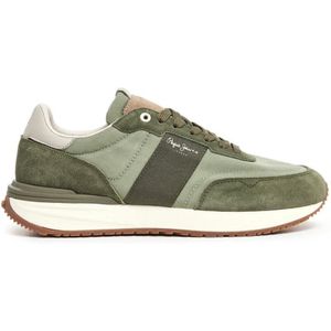 Pepe Jeansvoor mannen. PMS60006 Buster Tape groen leren schoenen (46), Leer, Plat, Veters, Casual