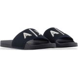 Armani Exchangevoor mannen. XUP001XV820U385 Teenslippers Knit+ logo marine (40), Plat, Geen, Strandkleding, Marineblauw