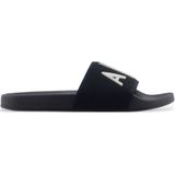 Armani Exchangevoor mannen. XUP001XV820U385 Teenslippers Knit+ logo marine (40), Plat, Geen, Strandkleding, Marineblauw