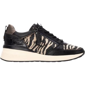 Carmelavoor vrouwen. 16265303-NEGRO Leren sneakers 162653 zwart (37), Leer, Plat, Ritssluiting, Casual