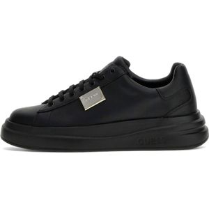 Guessvoor mannen. FMFELBELE12 elba zwart echt leren sportschoenen (42), Leer, Plat, Veters, Casual